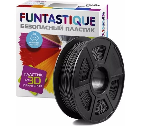 Пластик в катушке FUNTASTIQUE abs, 1.75 мм, 1 кг, черный ABS-1KG-BK картинка