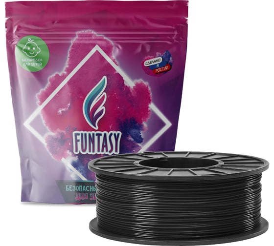 Пластик в катушке Funtasy petg,1.75 мм,1 кг, цвет черный PETG-1KG-BK-1 картинка