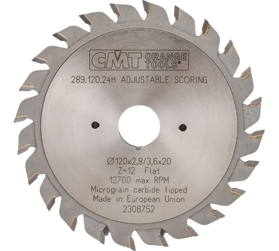 Диск пильный подрезной регулируемый (120x20x2.8-3.6 мм; Z=12+12) CMT 289.120.24H картинка