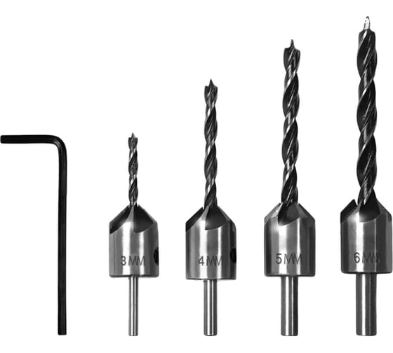 Набор зенковок по дереву 4 шт, сверла 3, 4, 5, 6 мм Gigant Zenk-4 картинка