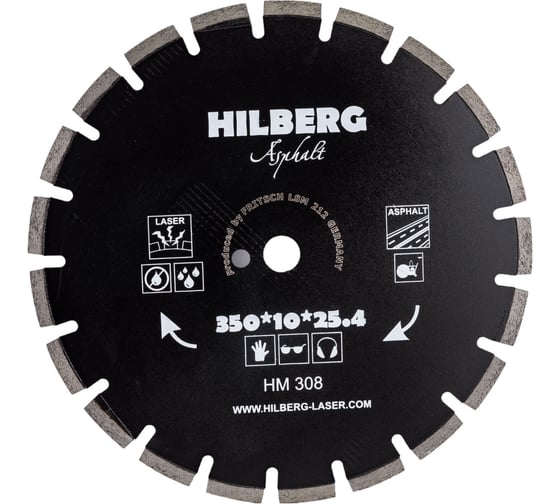 Диск алмазный отрезной Hard Materials Лазер асфальт (350х25.4х10 мм) Hilberg HM308 картинка