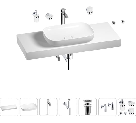 Раковина Wellsee 60 см со столешницей 120 см Croquis в наборе 10 в 1 201008211 картинка