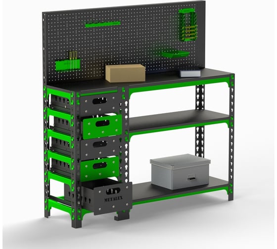 Стол-верстак Metalex c одной тумбой + перфопанель 950x1600x500 мм SVTIP951650 картинка