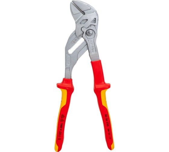 Переставные клещи-ключ Knipex VDE, 250 мм, хром, 2К ручки, KN-8606250SB картинка