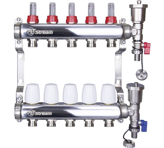 Коллекторная группа Altstream с расходомерами в сборе из нержавеющей стали 1″х3/4″ 5 выходов 005071104 картинка