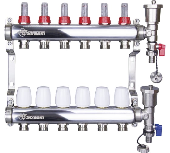 Коллекторная группа Altstream с расходомерами в сборе из нержавеющей стали 1″х3/4″ 6 выходов 005071105 картинка