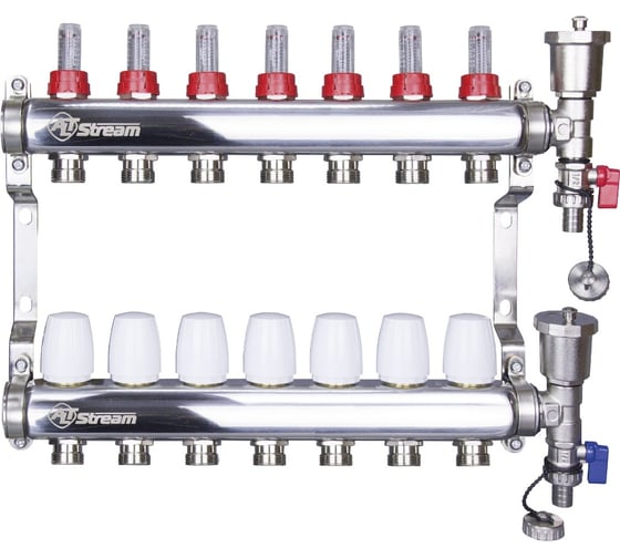 Коллекторная группа Altstream с расходомерами в сборе из нержавеющей стали 1″х3/4″ 7 выходов 005071106 картинка