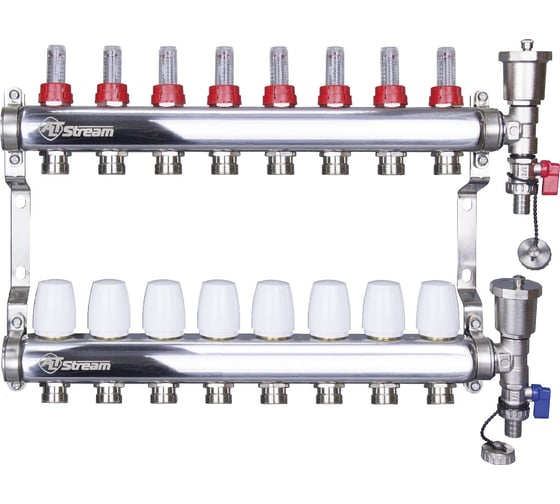Коллекторная группа Altstream с расходомерами в сборе из нержавеющей стали 1″х3/4″ 8 выходов 005071107 картинка