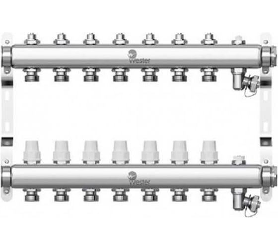 Коллектор в сборе Wester нержавеющая сталь, 1″-3/4″, на 7 выходов, с 2 заглушками 0-32-1890 картинка