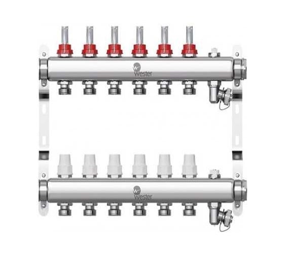 Коллектор в сборе Wester нержавеющая сталь, 1″-3/4″, с расходомерами, на 6 выходов 0-32-1830 картинка