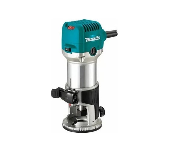 Кромочный фрезер Makita 710 Вт, 10000-34000 об/мин,цанга 6 и 8 мм, копировальная втулка 10 мм, параллельный упор, адаптер пылеудаления, ключи — 2 шт RT0702C картинка