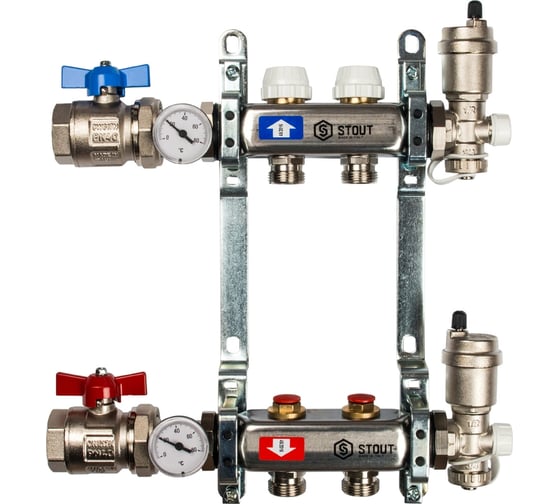 Коллектор из нержавеющей стали в сборе без расходомеров STOUT 2 выхода SMS 0912 000002 картинка