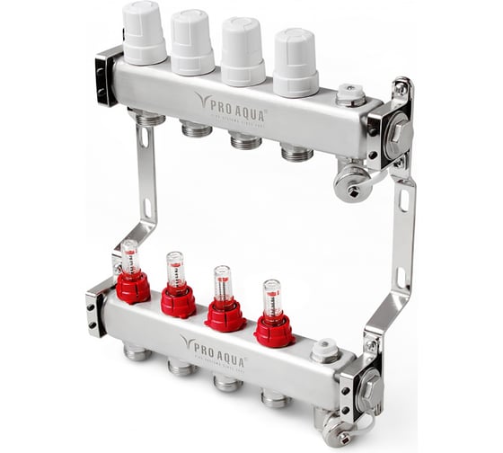 Коллекторный блок с расходомерами PRO AQUA 7 выходов, 430 мм, 1 x 3/4 V500MB.07 картинка