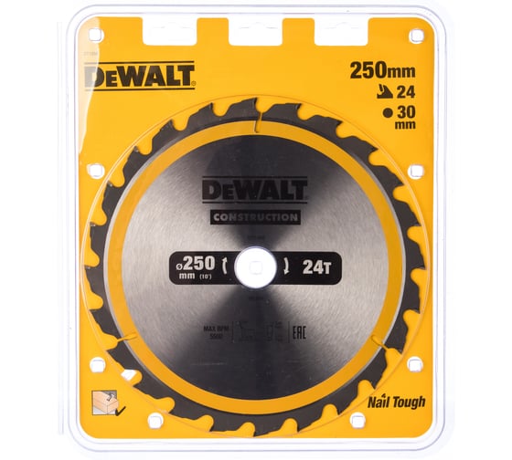 Пильный диск CONSTRUCT (250х30 мм; 24 ATB) DEWALT DT1956 картинка