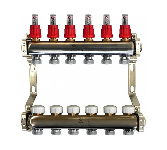 Коллекторный блок для теплого пола 1×3/4EU отв.-6 Gekon GK 74106 картинка