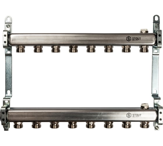 Коллектор из нержавеющей стали для радиаторной разводки STOUT 8 выходов SMS 0923 000008 картинка