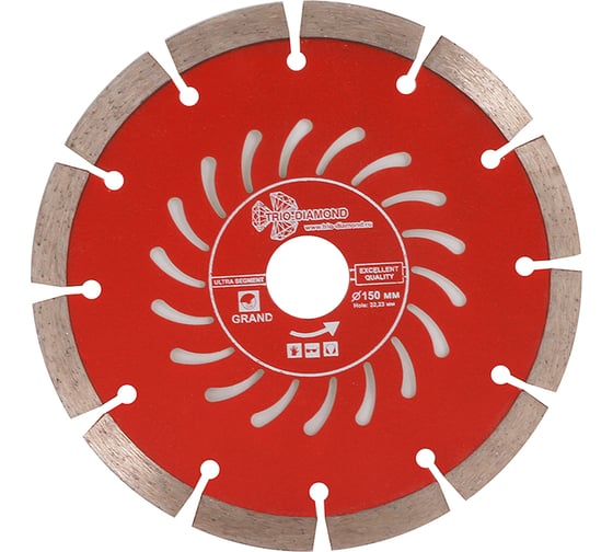 Диск алмазный отрезной Сегментный Grand hot press (150х22.23 мм) TRIO-DIAMOND GUS723 картинка