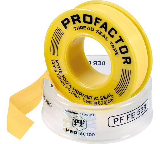 ФУМ лента PROFACTOR PF Professional желтая Ф55мм 12мм х 0,1мм х 12м PF FE 533 картинка