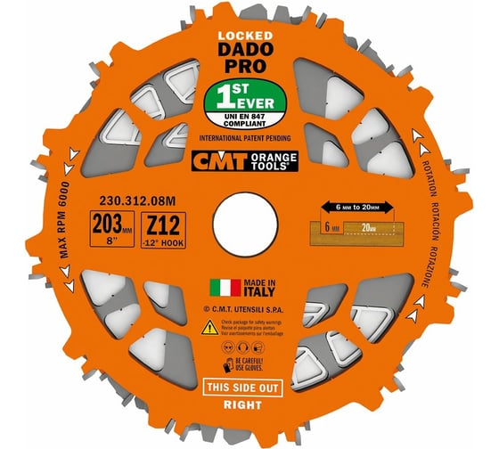 Диск пильный для пазов (2 шт; 203×30 мм; ATB+FLAT; Z=12) CMT 230.312.08M картинка