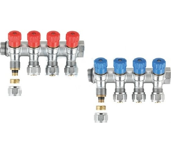 Коллектор DOUBLE-LIN латунь, с регулируемыми клапанами и евроконусом С 3/4″, 3 выхода 1/2 LL9036 (3/4″-1/2″х3) CW картинка