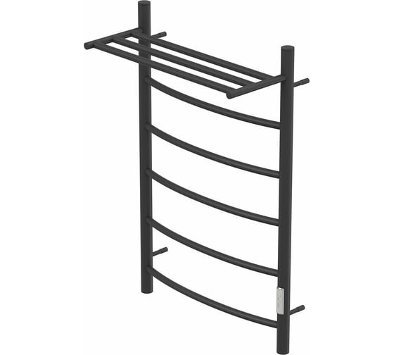 Электрический полотенцесушитель Point Афина П5 500×800 с полкой, диммер справа, черный PN04858PB картинка