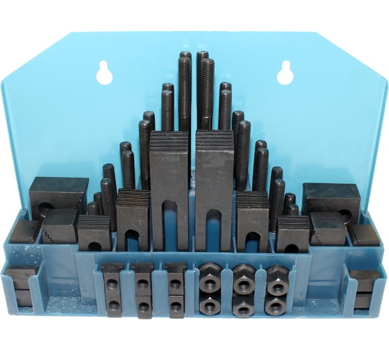 Набор клиновых ступенчатых прижимов (58 предметов, паз 13.7 мм, М12×1.75 мм, металлический футляр, YT-0204) CNIC 30179 картинка