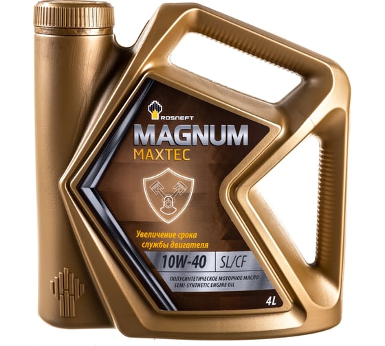 Полусинтетическое моторное масло Роснефть Magnum Maxtec 10W-40 SL-CF канистра 4 л 40814742 картинка