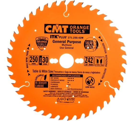 Диск пильный по дереву (250х30х2,4/1,6 мм; Z42) CMT 271.250.42M картинка
