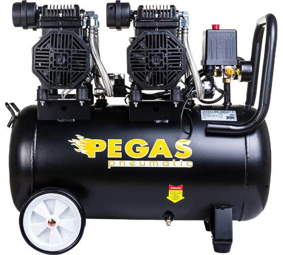 Малошумный безмасляный компрессор Pegas pneumatic PG-2800*2 проф серия 2.8кВт, 365 л/мин,50л 6621 картинка