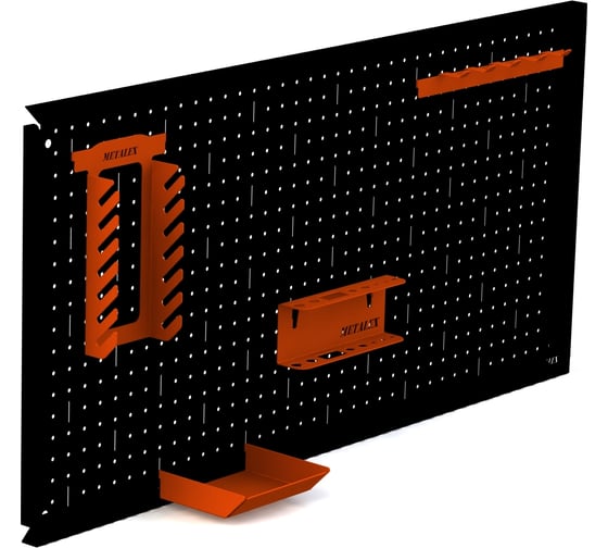 Металлическая перфопанель ООО Металекс Metalex 600×1600 чёрная с комплектом аксессуаров PRCHA60160 картинка