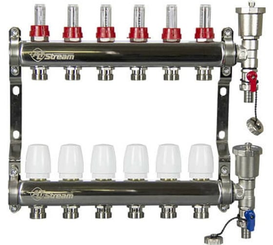 Коллекторная группа Altstream с расходомерами в сборе из нержавеющей стали 1″х3/4″ 11 выходов 005071110 картинка