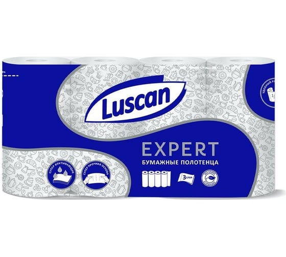 Бумажные полотенца Luscan Expert 3 слоя, с тиснением и перфорацией, 4 шт/уп 1574573 картинка