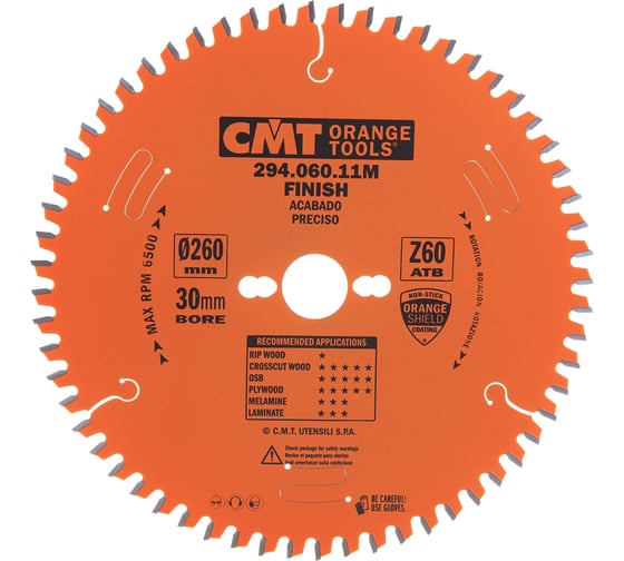 Диск пильный по дереву (260х30х2.5/1.8 мм; Z=60) CMT 294.060.11M картинка