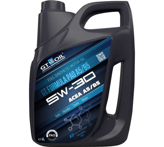 Моторное масло GT OIL GT Formula PAO A5/B5, SAE 5W-30, API SL/CF, 4 л 8809059409671 картинка