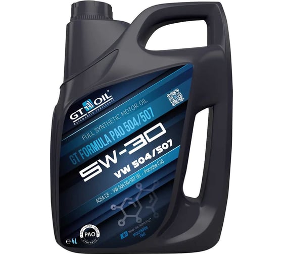 Моторное масло GT OIL GT Formula PAO 504/507, SAE 5W-30, API SN, 4 л 8809059409732 картинка